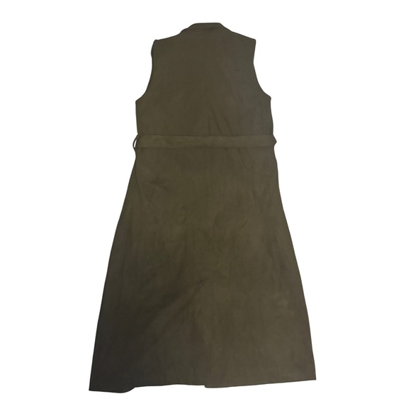 WHO WHAT WEAR SUEDE SLEEVELESS WRAP TRENCH COAT - Picture 2 of 3